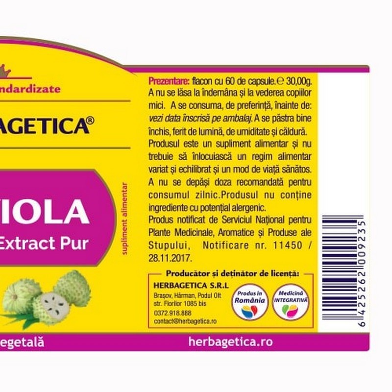 Herbagetica Graviola Extract Pur 60 cps