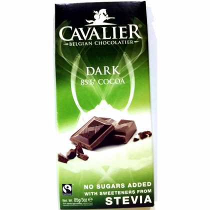 Cavalier Ciocolata Neagra cu 85% cacao, indulcita cu stevie, 85g