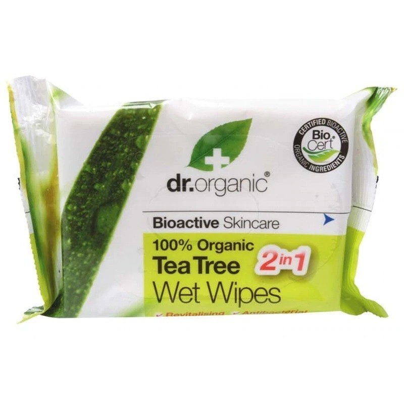 Dr. Organic Servetele umede organice cu Tea Tree 20 buc