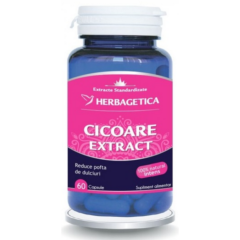Herbagetica Extract Cicoare, reduce pofta de dulciuri, 60 cps
