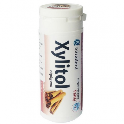 Miradent Guma de mestecat cu aroma de scortisoara, cu Xylitol, 30g