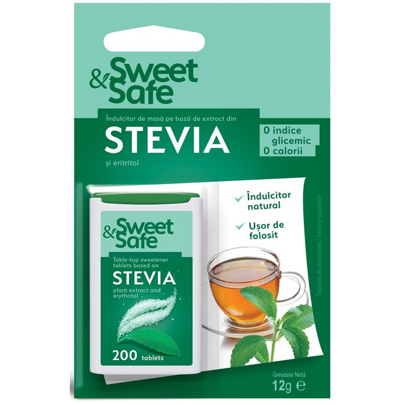 Sweet&Save Stevie indulcitor de masa pe baza de extract din stevia, 200tbl