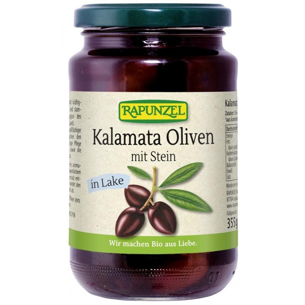 Rapunzel Masline Kalamata bio cu samburi in saramura 335g