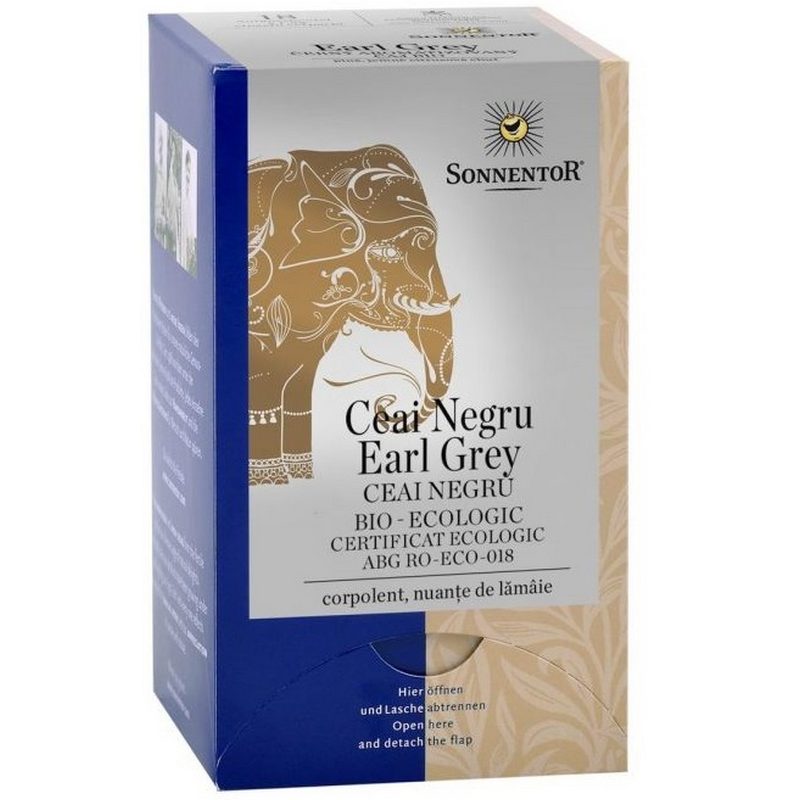 Sonnentor BIO Ceai Negru Earl Grey, 18 plicuri, 27g