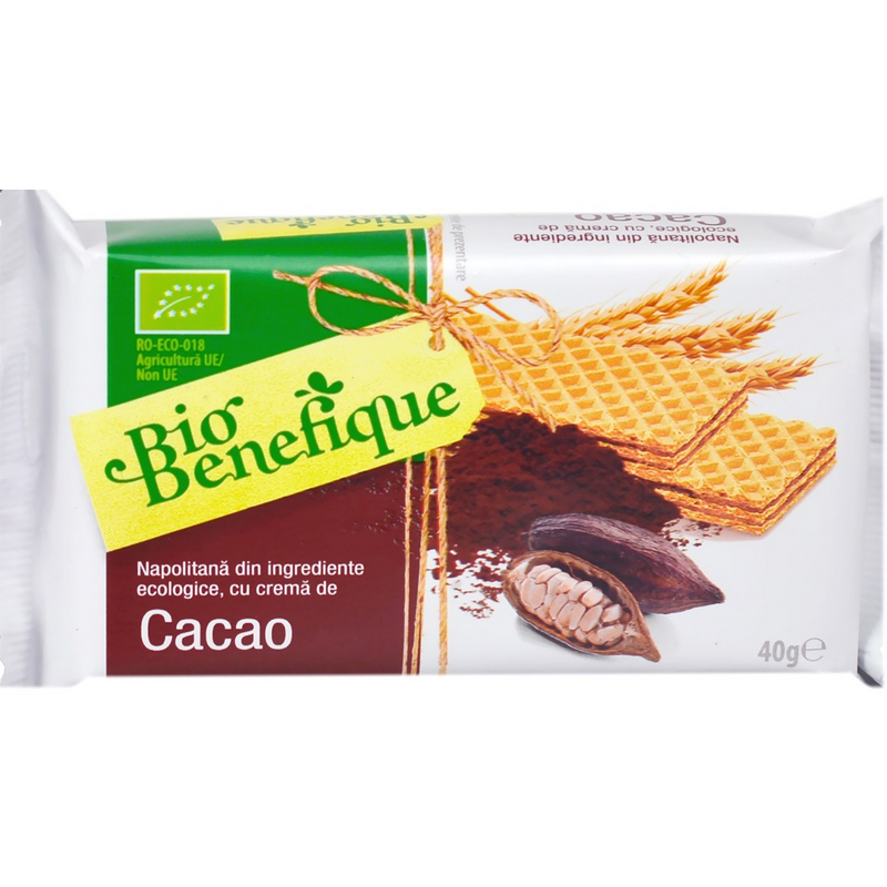 Bio Benefique Napolitana BIO din ingrediente ecologice cu crema cacao, 40g