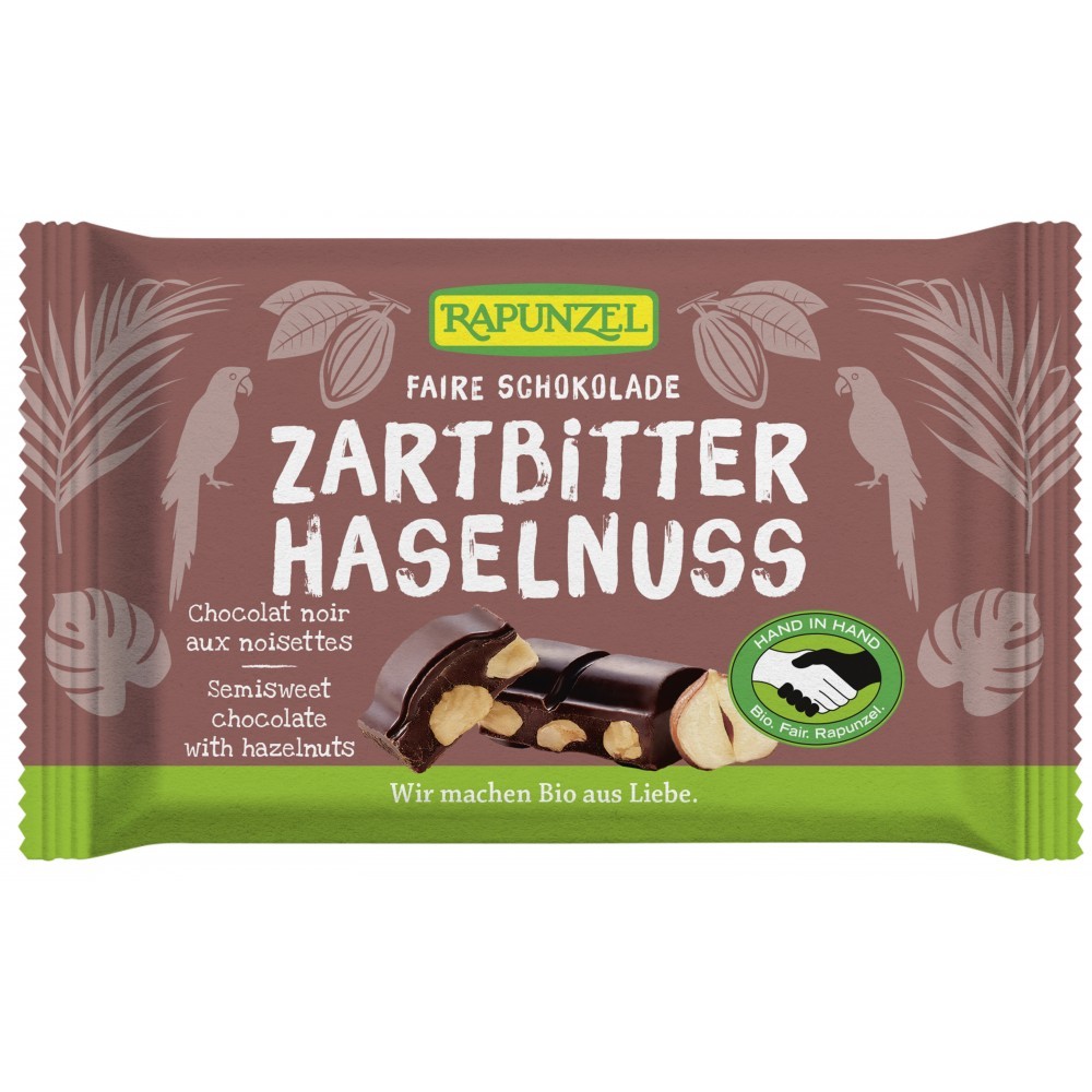 Rapunzel Ciocolata bio amaruie Cristalino 60% cacao si alune intregi HIH 100g