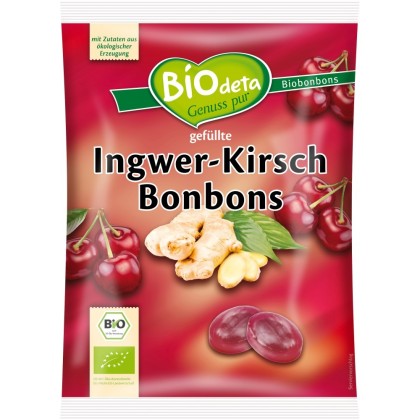 BIOdeta Bomboane bio cu ghimbir si cirese 75g