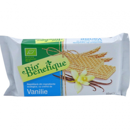 Bio Benefique Napolitana BIO din ingrediente ecologice, cu crema de vanilie, 40g