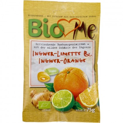 BIO Loves Me Bomboane bio cu ghimbir-lime si ghimbir-portocala 75g