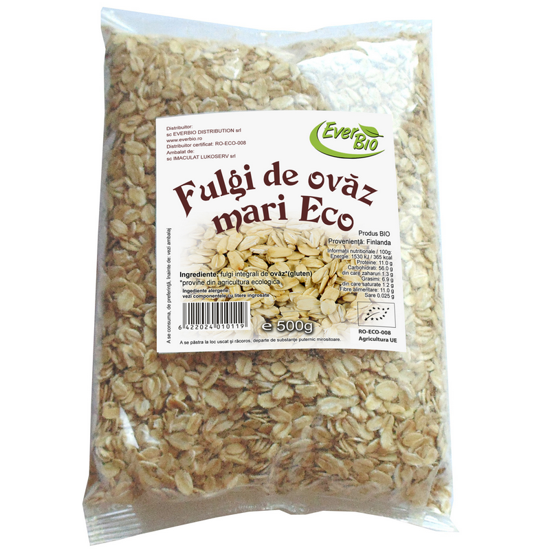 EVERBIO Fulgi de ovaz mari BIO 500g