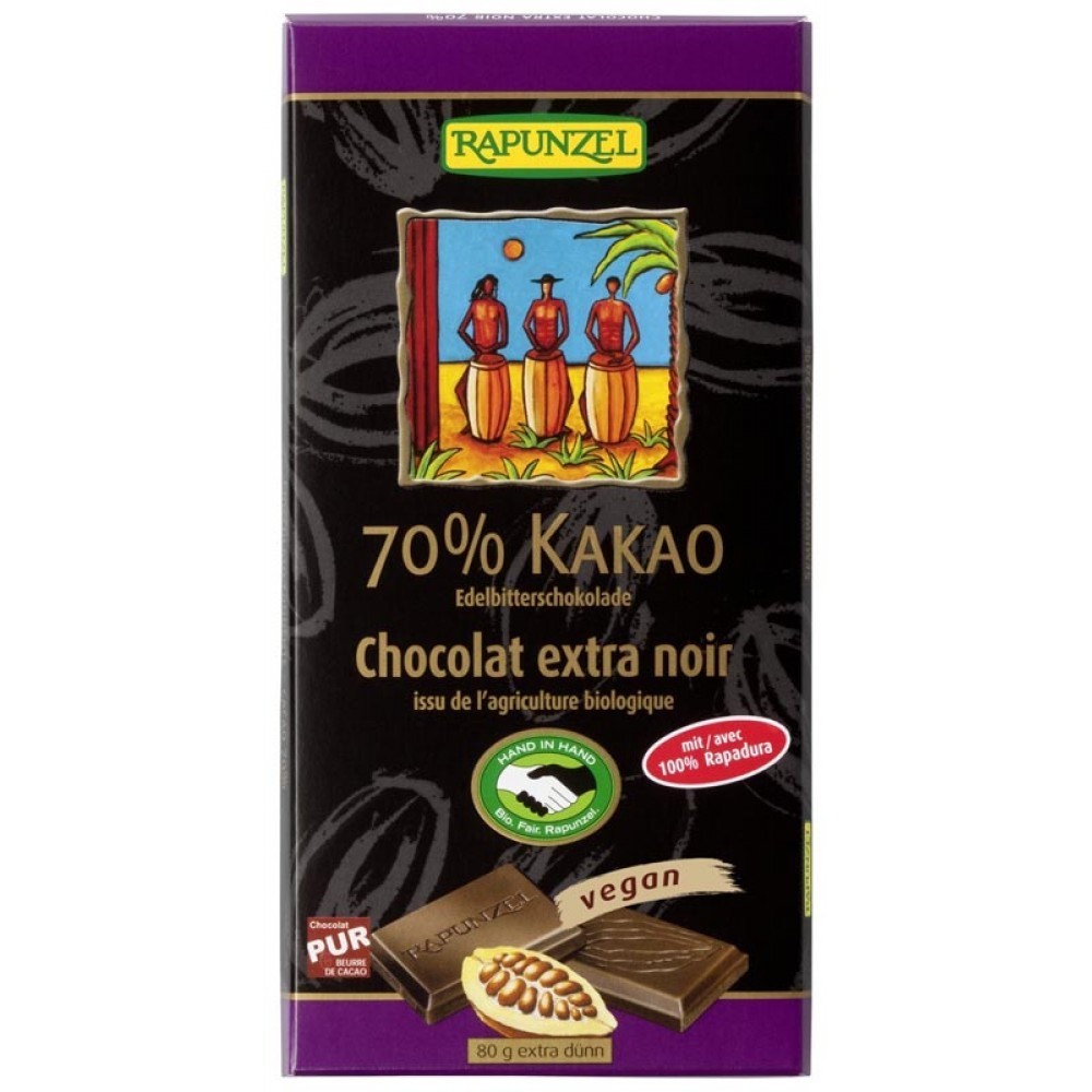 Rapunzel Ciocolata bio amaruie 70% cacao HIH 80g