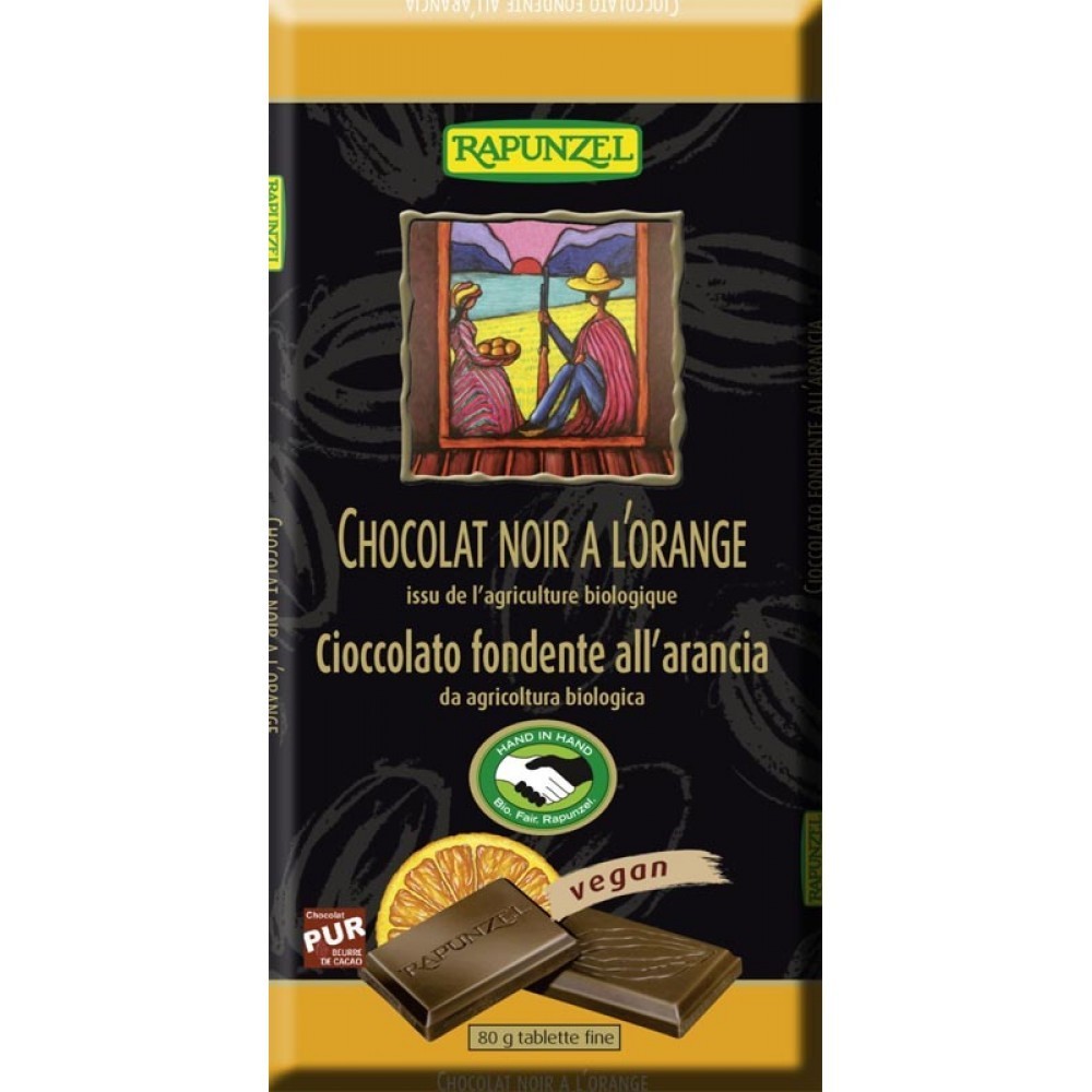 Rapunzel Ciocolata bio amaruie cu portocale si 55% cacao HIH 80g