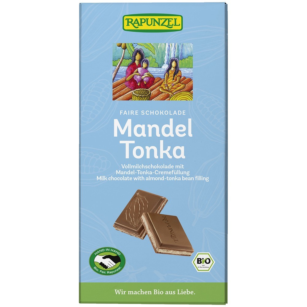 Rapunzel Ciocolata cu crema de migdale si tonka 100g