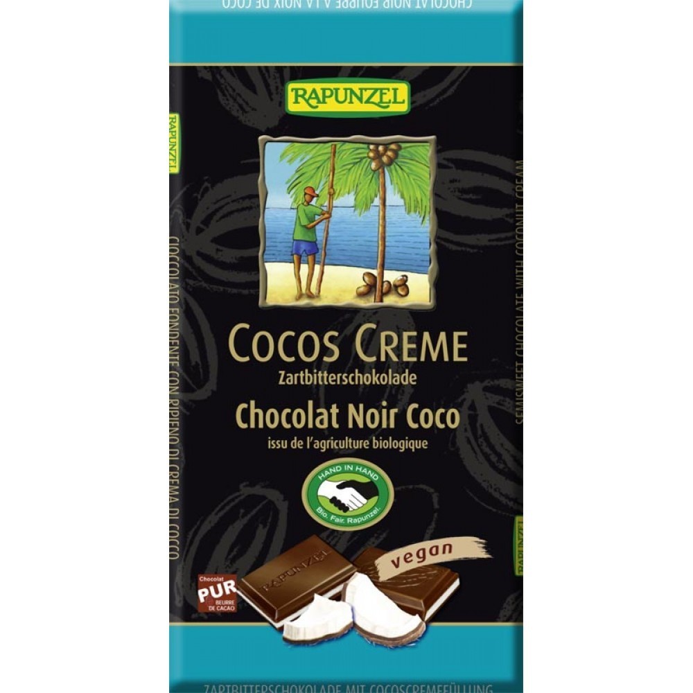 Rapunzel Ciocolata amaruie cu crema de cocos 100g