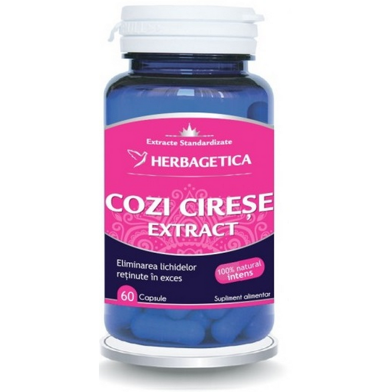 Herbagetica Extract de Cozi de Cirese, eliminare lichidelor retinute in exces, 60cps