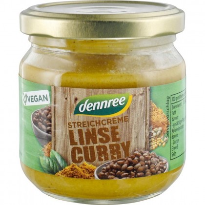 Dennree Pate vegetal eco cu linte si curry 180g