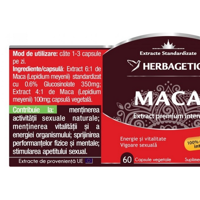 Herbagetica Maca 06/41, ZenForte, energie si vitalitate, 60cps