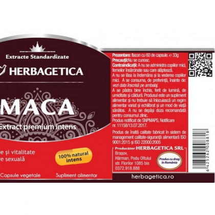 Herbagetica Maca 06/41, ZenForte, energie si vitalitate, 60cps