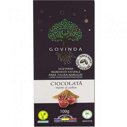 Govinda Ciocolata cu visine si polen, 100g