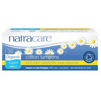 Natracare Tampoane interne fara aplicator BIO, 100% bumbac, super, 3 picaturi,  20 buc