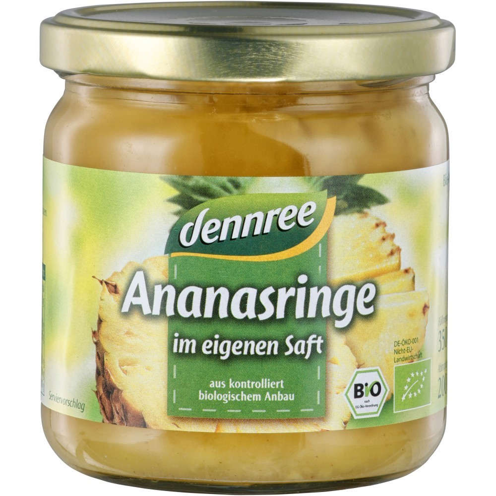 Dennree Inele de ananas in suc propriu 350g