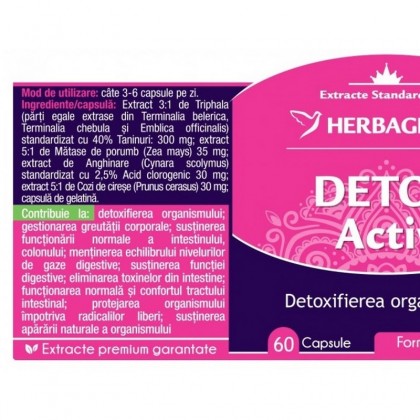Herbagetica Detox Activ, Detoxifierea Organismului, 60 cps