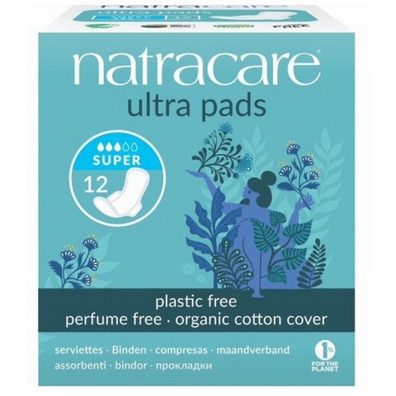 Natracare Absorbante BIO-normale de zi cu aripioare din bumbac , super, 12buc