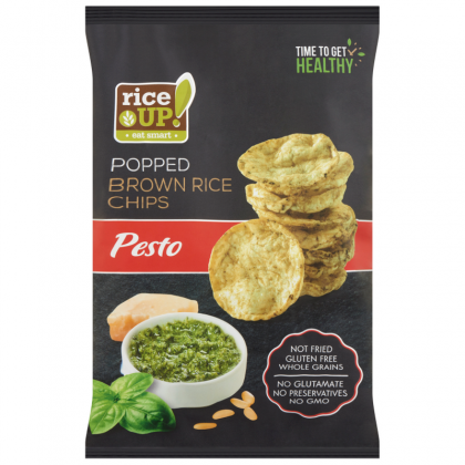 Rice UP Chips de Orez Brun cu gust de Pesto, 60g