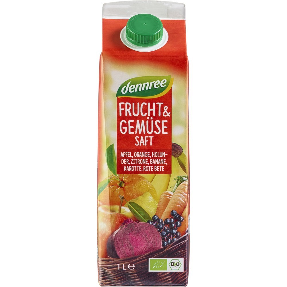 Dennree Suc rosu bio de fructe si legume 1L