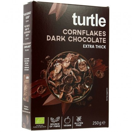 Turtle BIO Fulgi de porumb inveliti in ciocolata amaruie, 250g