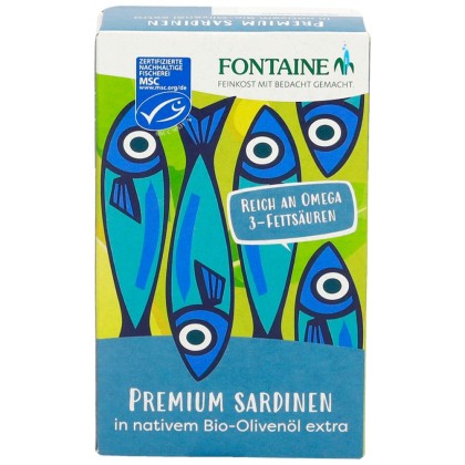 Fontaine Sardine intregi in ulei bio de masline extravirgin 120g