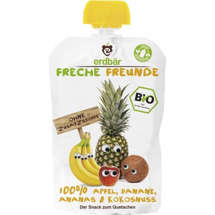 Erdbar Freunde BIO Piure de mere banane ananas si nuca de cocos 100g