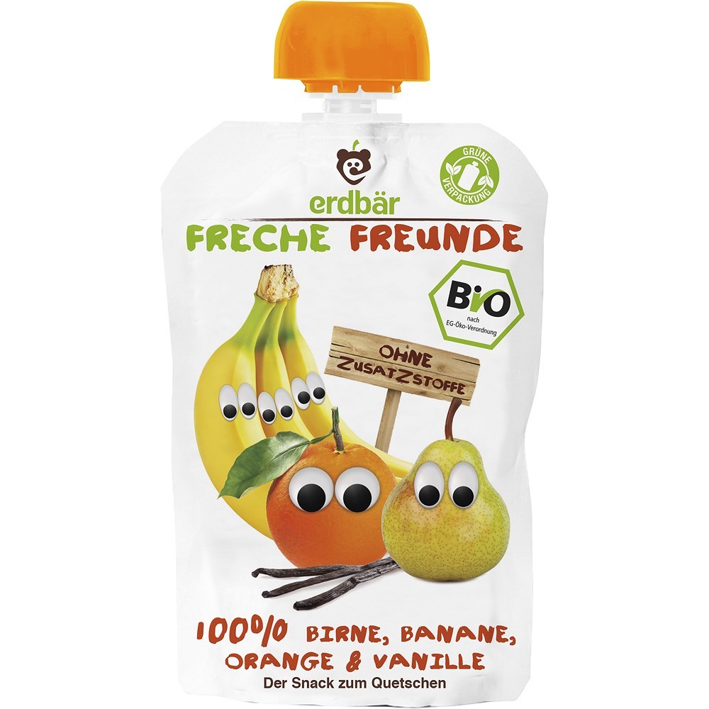 Erdbar Freunde BIO Piure de pere banane portocale si vanilie 100g