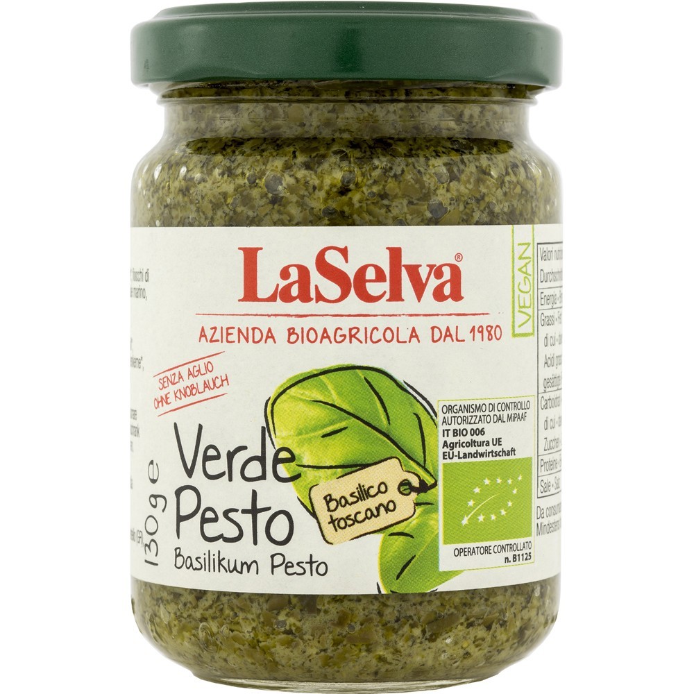 LaSelva Pesto verde bio cu busuioc fara usturoi 130g