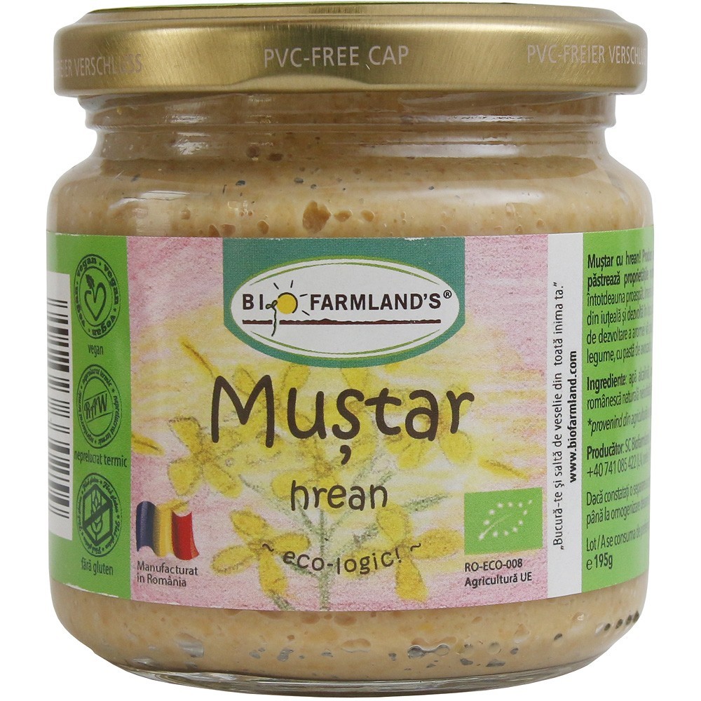 BioFarmland BIO Mustar cu hrean 200g