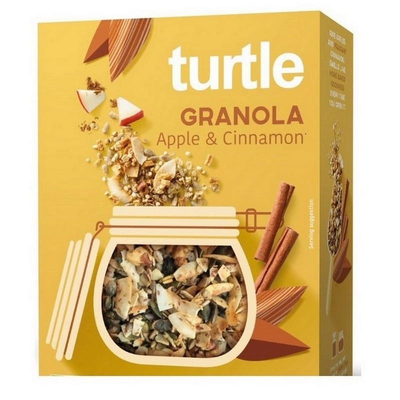 Turtle BIO Granola cu cereale, mere si scortisoara, 350g
