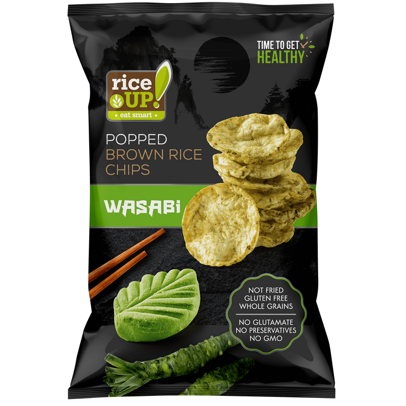 Rice UP Chips din Orez Brun integral cu gust de wasabi, Fara Gluten 60g