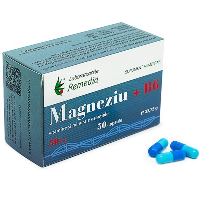 Remedia Magneziu +B6, 50cps,50mg