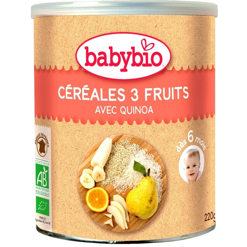 Babybio Céréales 3 Fruits dès 6 mois 220g 