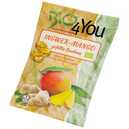 Bio4You Bomboane bio cu ghimbir si mango 75g