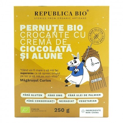 Republica bio Pernute crocante cu crema de ciocolata si alune FARA GLUTEN 250g