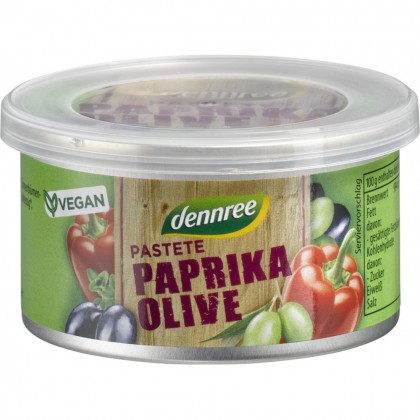 Dennree Pateu bio vegetal bio cu ardei si masline 125g