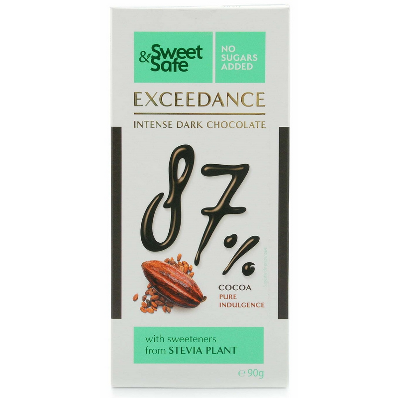 Sweet&Safe Ciocolata intens amaruie, fara zaharuri adaugate, cu Stevia, 90g