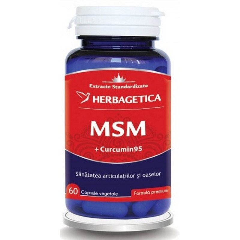 Herbagetica MSM+Curcumin95, sanatatea articulatiilor si oase, 60cps