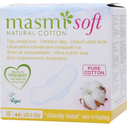 Masmi Absorbante subtiri de zi, SOFT, din bumbac, 10 buc