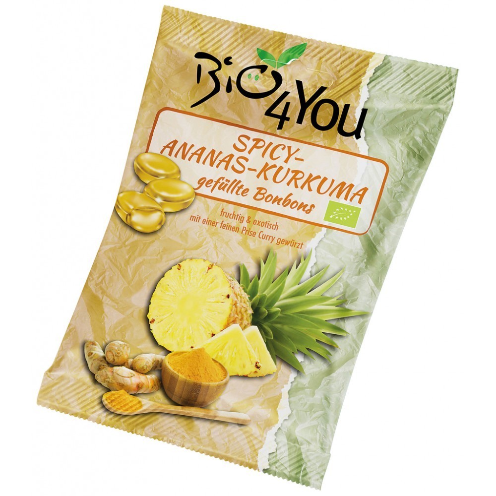 Bio4You Bomboane picante cu ananas si curcuma 75g