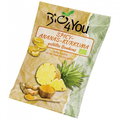 Bio4You Bomboane picante cu ananas si curcuma 75g