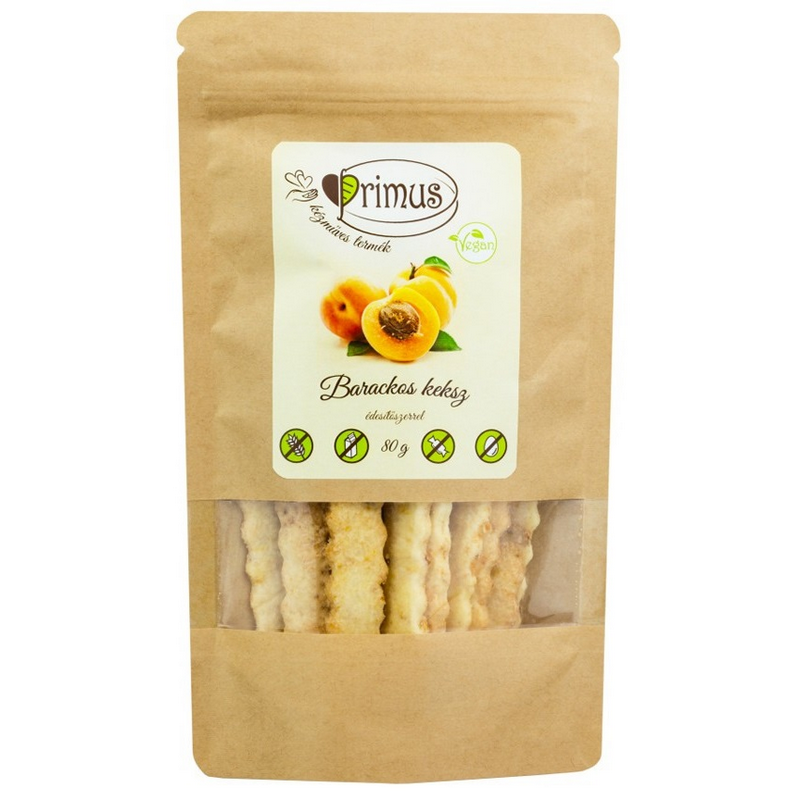 Primus Biscuiti Vegani, fara gluten si lactoza cu piersici, 80g