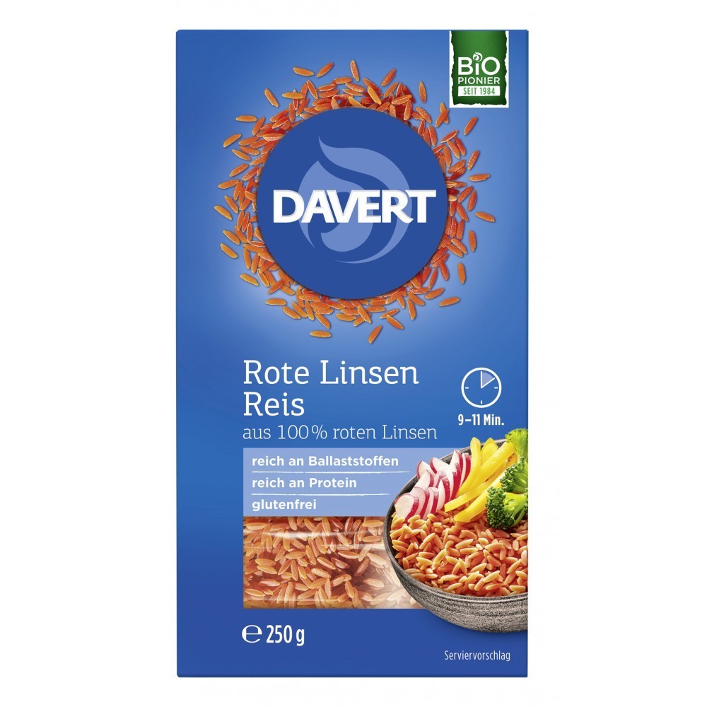 Davert Linte rosie in forma de orez 250g