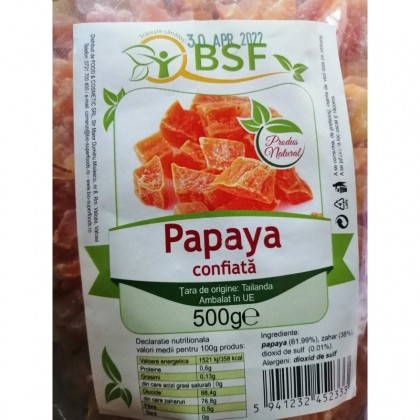 BSF Papaya confiata cuburi , 500g